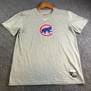 Nike Chicago Cubs Shirt Mens Medium Baseball MLB Center Swoosh Check DriFit